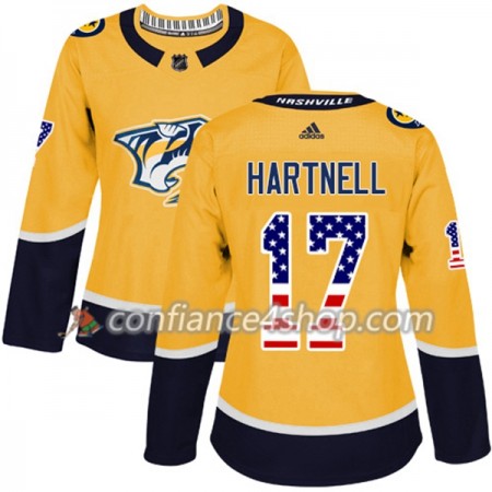 Adidas Maillot de Hockey Nashville Predators Scott Hartnell 17 2017-2018 Or USA Flag Fashion Authentic - Femme